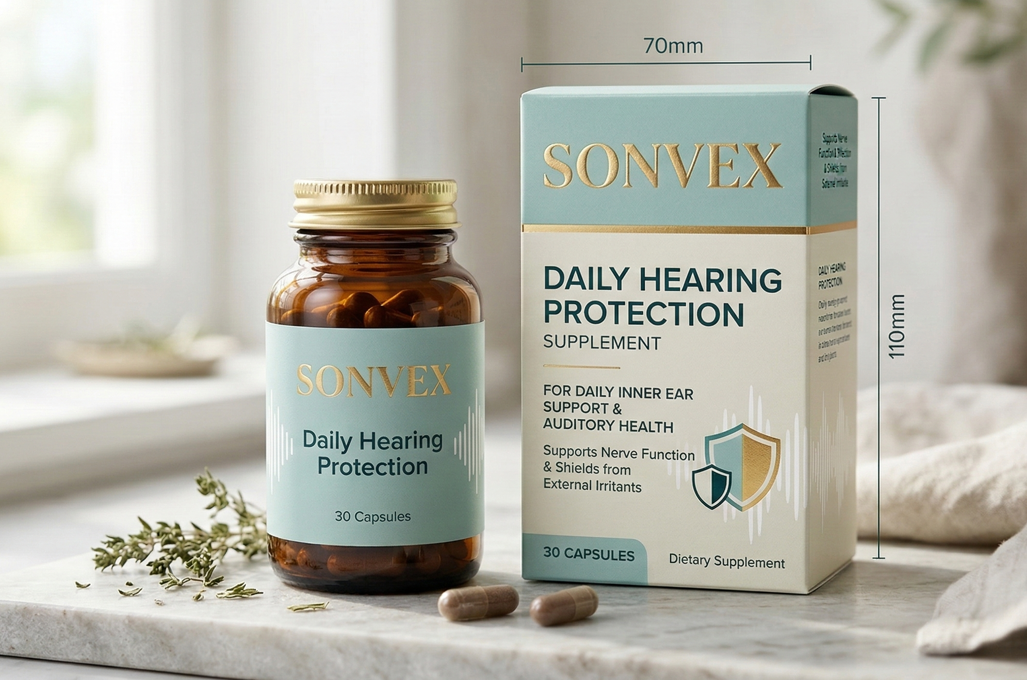 Sonvex — suplemento alimentar para apoio auditivo diário, 30 cápsulas